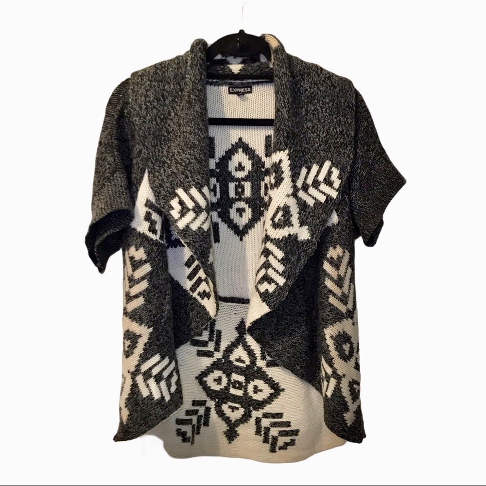 Express Open Front Express Snowflake Cardigan XS winter cozy layering classic